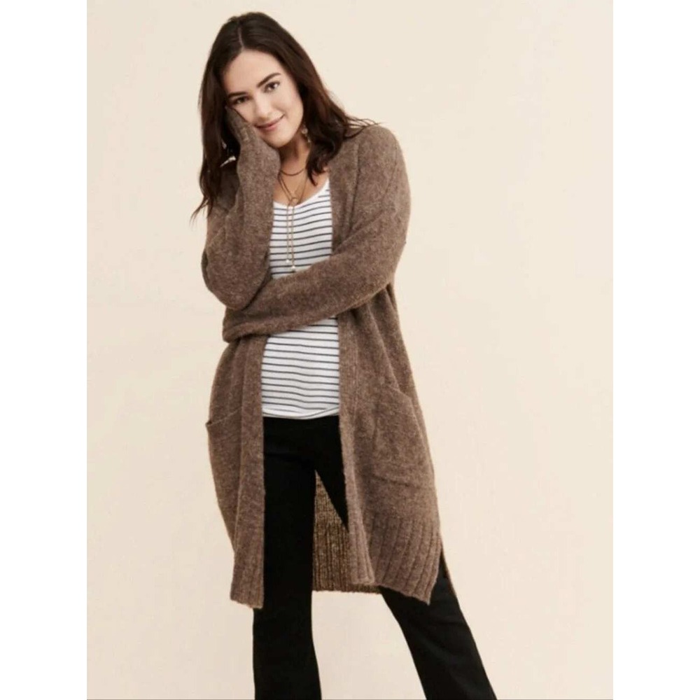 By Anthropologie Goldie Alpaca Duster Cardigan Women's 3X Brown Long Open Front
